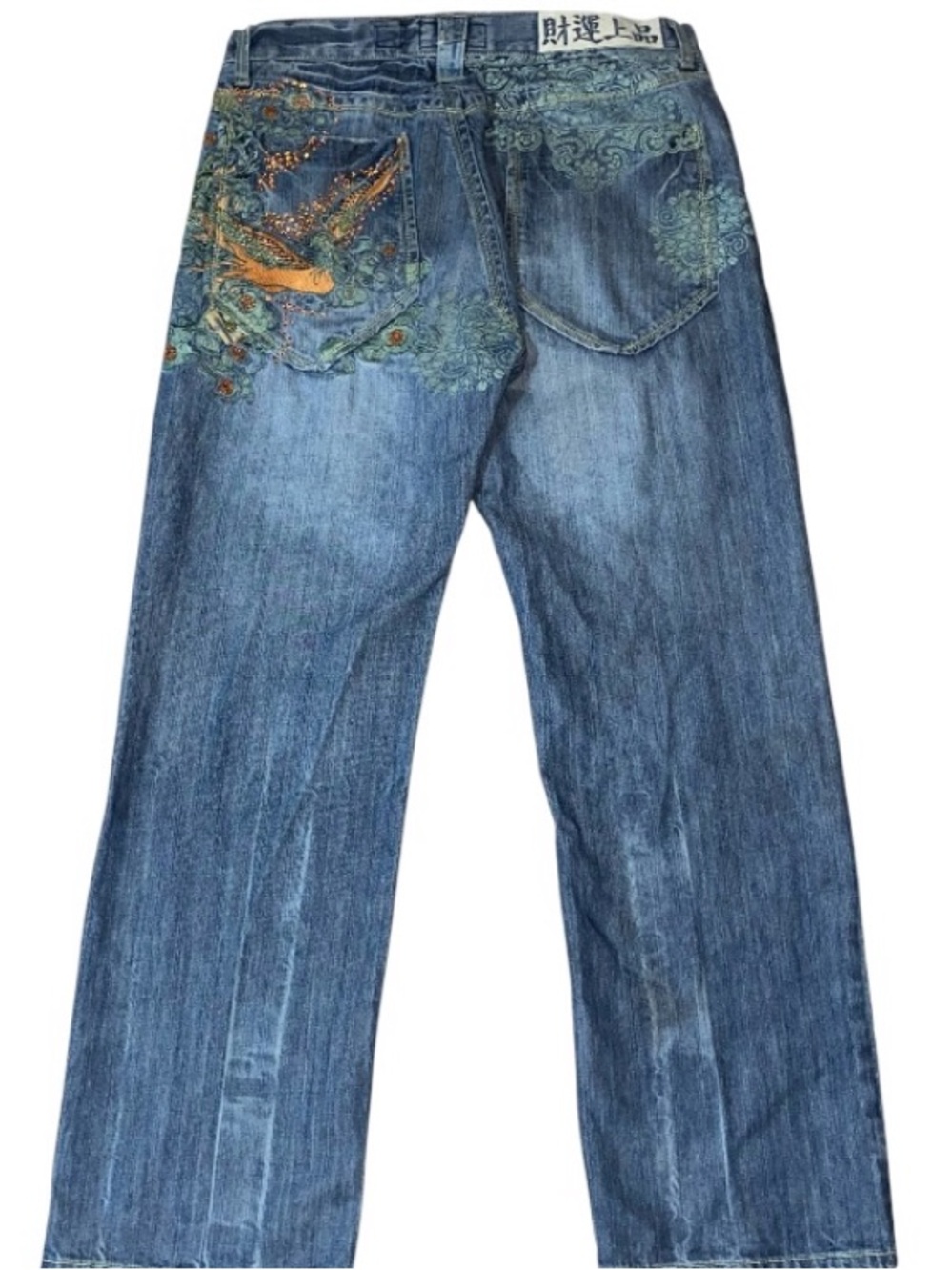 Vintage Y2k Akademiks Jeans 38 "True Fit" Rhinestone Embroidered (DB1)